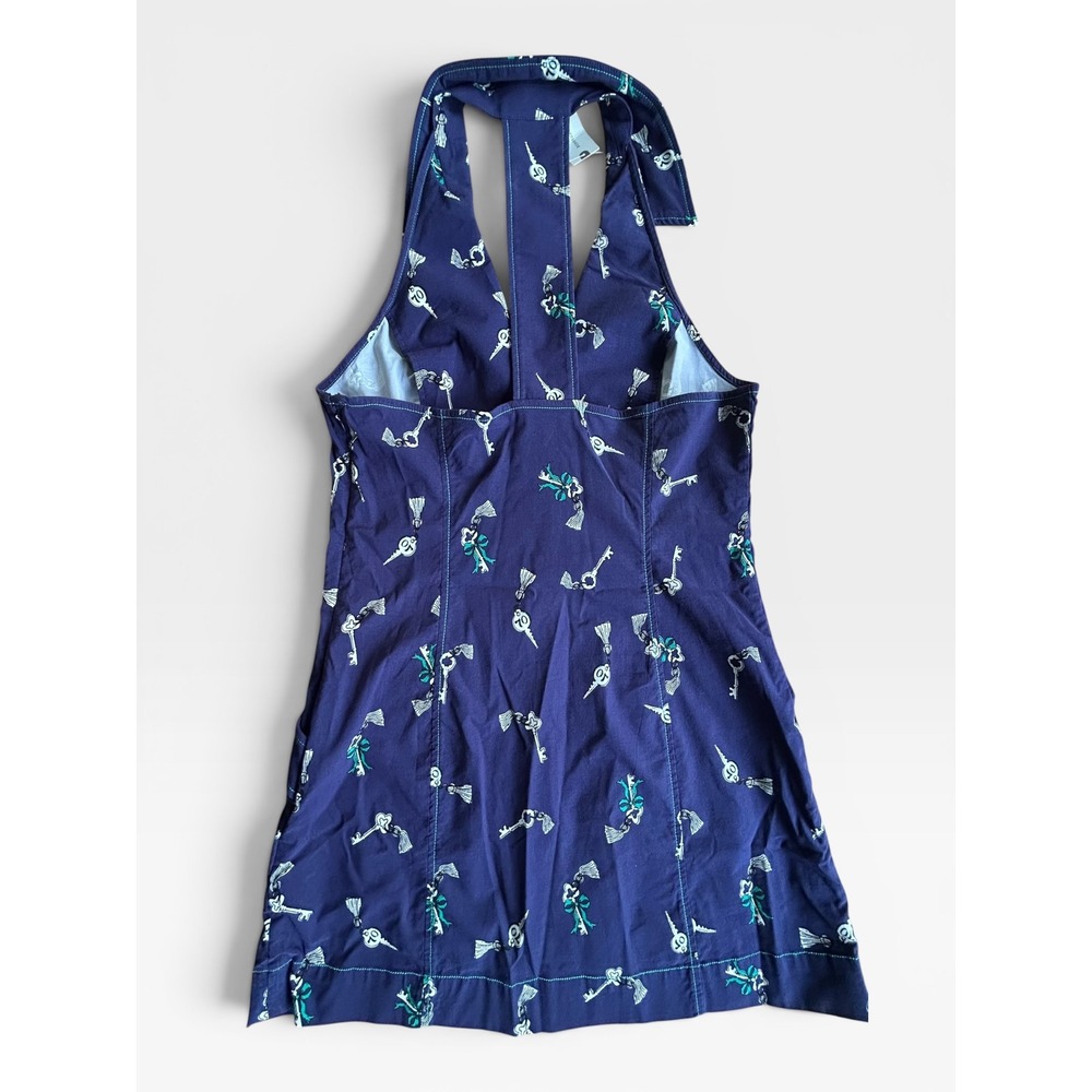 Maeve Anthropologie Amelia Collared Navy Blue Halter Mini Dress Large NEW! $148 - Picture 6 of 7
